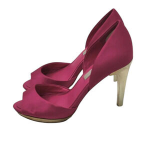 Hot Pink Satin peep toe pumps sz 5.5 by BCBG MaxAzria